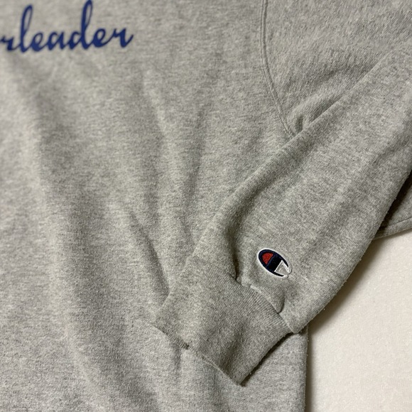 Champion‎ Cheerleader Sweatshirt Cheer Spell Out Script Crew Gray Pullover Large - Picture 5 of 7